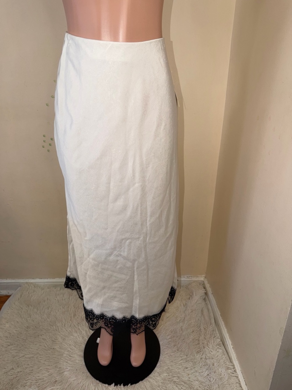 a new day White Maxi Skirt with Black Lace Hem